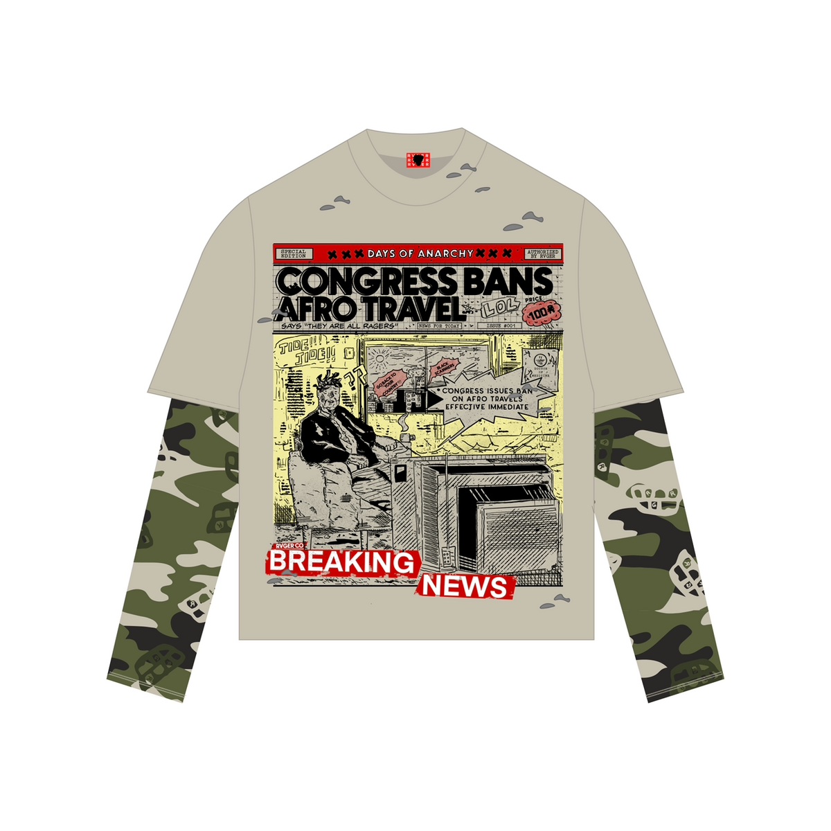 RVGER 'THEY ARE ALL RVGERS' Camo Double Layer T-shirt